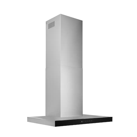 Broan-Nutone 30-in. Black Glass T-Style Chimney Range Hood with 450 CFM Blower and LED Lighting BWT2304SSB